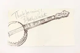 Buddy Wachter Autograph Drawing of Banjo & Signature #43770