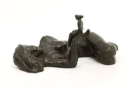 French Bronze Vintage Sculpture Lying Woman Statue, M. Quintin #43952