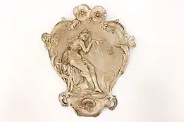 Art Nouveau Antique Sculpture Woman By Pond Wall Plaque #43213