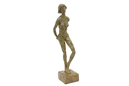 French Bronze Vintage Statue "La Timide" The Shy One Sculpture, M.Quentin #43571
