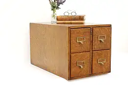 Traditional Desktop Antique Oak 4 Drawer Card File Cabinet #43871