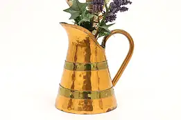 Farmhouse Antique Copper & Brass Water Pitcher or Beer Jug #43628