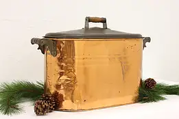 Farmhouse Antique Copper Wash Boiler, Fireplace Kindling Holder, Planter #43905