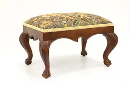 Georgian Antique Carved Mahogany Footstool, Ball & Claw Feet #43974