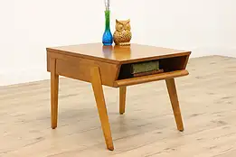 Midcentury Modern Vintage Maple Nightstand or End Table, Brown-Saltman #44198