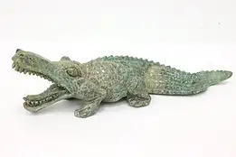 Carved Jade Vintage Asian 20" Crocodile Sculpture #44152