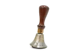 Brass Antique Farmhouse School Bell, Wooden Handle #43881
