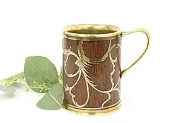 Farmhouse Antique Brass & Oak Beer Stein or Mug, St. Louis Silver Co #44235