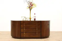 Midcentury Modern Vintage 3 Pc Office Credenza or Sideboard Set Hickory #43818