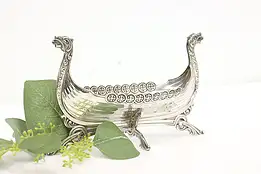 Norwegian Vintage Engraved Silver Viking Longship Sculpture #43566