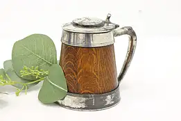 Farmhouse Antique Oak & Silverplate Mug or Stein, St. Louis Silverplate #44232