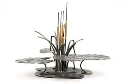 Vintage Lily Pads & Cattails Steel Sculpture, Wolfe #44119
