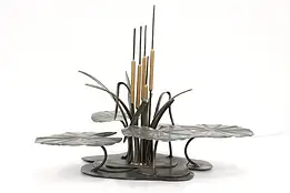 Vintage Lily Pads & Cattails Steel Sculpture, Wolfe #44119