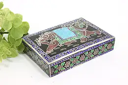 Indian Vintage Sterling Silver & Enamel Jewelry Box, Elephant #44117