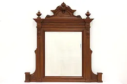 Renaissance Carved Walnut Antique Wall Hanging Bedroom or Hall Mirror #44364