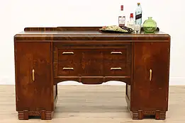 Art Deco Vintage Waterfall Design Walnut Sideboard, Buffet or Server #37863