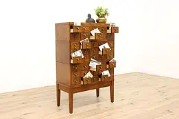 Oak Vintage Stacking 40 Drawer Office or Library Card File Cabinet #44171