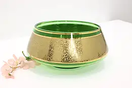 Art Deco Vintage Gold Decorated Glass Centerpiece Bowl, Bohemia Czech #44265