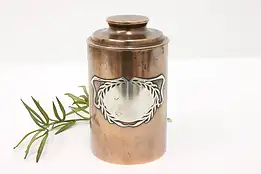 Arts & Crafts Antique Bronze & Sterling Silver Humidor Container, Heintz #44221