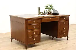 Traditional Vintage Walnut Office or Library Executive Desk, Shelbyville #44419