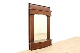 Oak Antique Architectural Salvage Hall Mirror, Shelf & Columns #43841