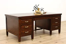Arts & Crafts Mission Oak Antique Craftsman Office Executive Desk, Clemco #43961