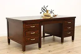 Arts & Crafts Mission Oak Antique Craftsman Office Executive Desk, Clemco #43961