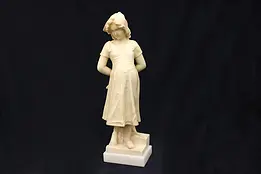 Victorian Antique Statue Alabaster Sculpture of Young Girl, Burger #44259