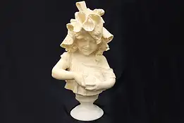 Girl Opening an Orange Statue Alabaster Antique Victorian Sculpture #44120