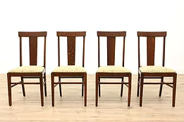 Set of 4 Antique Arts & Crafts Mission Oak Craftsman Dining Chairs #44200