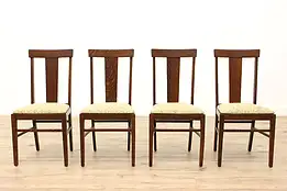 Set of 4 Antique Arts & Crafts Mission Oak Craftsman Dining Chairs #44200