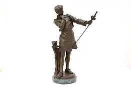 Bronze Swordsmith Sculpture Antique Statue, Marble Base, Kossowski #44261