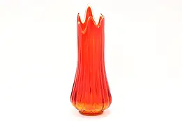 Murano Venetian Vintage Italian Red Art Glass Flame Vase Sculpture #44380