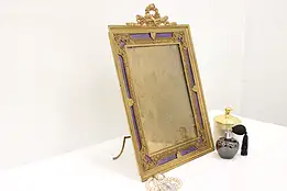 French Antique Gilt Bronze & Enamel Easel, Hanging Picture Portrait Frame #44266