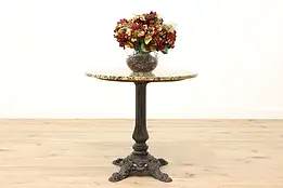 Victorian Antique Cast Iron Café or Pub Table, Granite Top  #44160