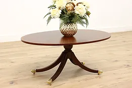 Georgian Design Vintage Banded Mahogany Oval Coffee Table, Councill #44494