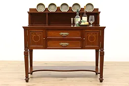 Neoclassical Antique Mahogany & Marquetry Bar Server Sideboard or Console #41527