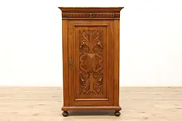 Renaissance Design Antique Austrian Carved Oak Armoire, Wardrobe, Closet #44421