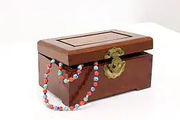 Asian Vintage Mahogany Keepsake or Jewelry Box, Velvet Lined  #43848