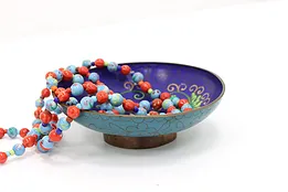 Chinese Cloisonne Traditional Vintage Inlaid Enamel Bowl #44530
