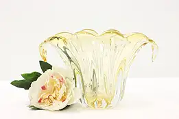 Murano Venetian Vintage Italian Gold Art Glass Flower Vase Sculpture #44387