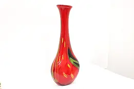 Red Tall Vintage Blown Art Glass Cased Vase, Abler 26.5" #41389