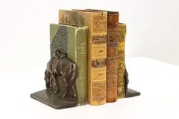 Pair of Grazing Horse Antique Cast Bronze Antique Bookends #44289