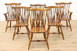 Set of 6 Windsor Vintage Birch Farmhouse Dining Chairs, Heywood Wakefield #44476