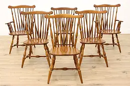 Set of 6 Windsor Vintage Birch Farmhouse Dining Chairs, Heywood Wakefield #44476