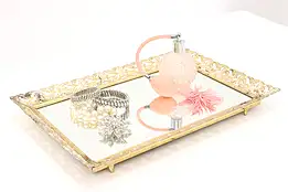 Filigree Design Vintage Boudoir, Jewelry or Drinks Mirror Tray #44375