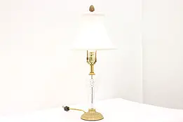 Traditional Vintage Brass & Crystal Boudoir Lamp, Waterford #44493