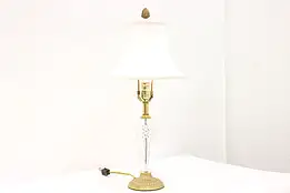 Traditional Vintage Brass & Crystal Boudoir Lamp, Waterford #44493