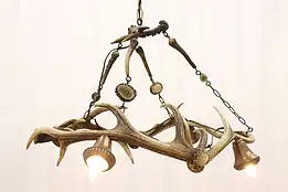 Hunting Lodge Antique Farmhouse Cabin Deer Antler Chandelier #44292