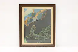 Art Deco Woman on Cliff Vintage Art Print Maxfield Parrish 19" #44109